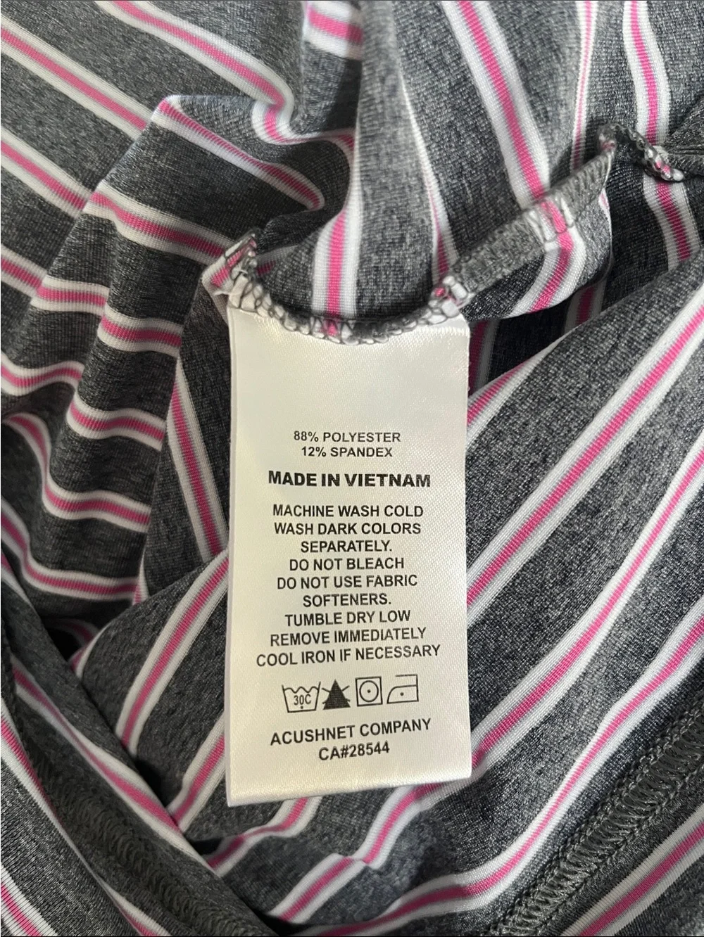 FootJoy‎ Charcoal and Light Pink Striped Performance Polo Size Small